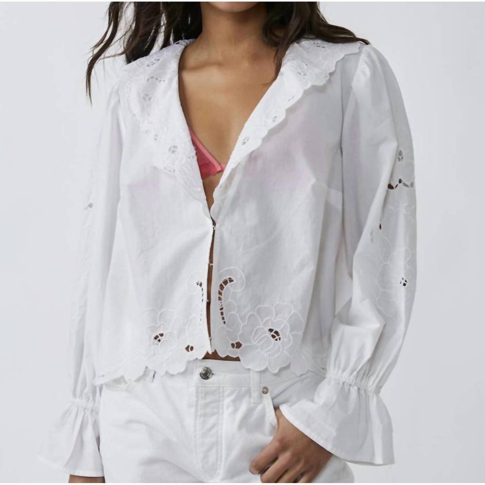 NEW FREE PEOPLE maisie cutwork top in white
